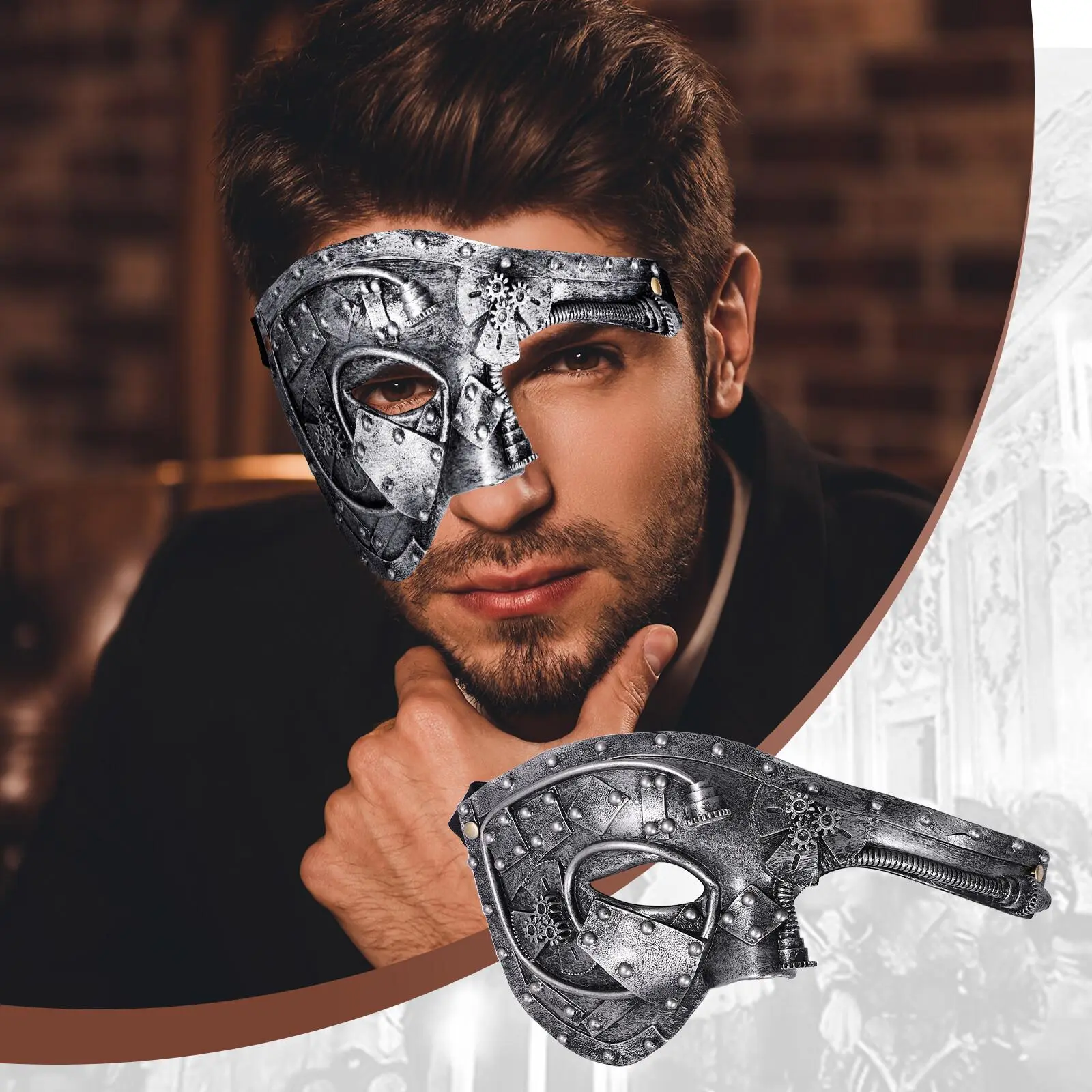 Males' Steampunk Robot Venetian Masquerade Mask - 23x15.5cm Plastic, Adjustable Band, Costume Party Fashion Accessory, Accessories, Evening, Retro-Futurist