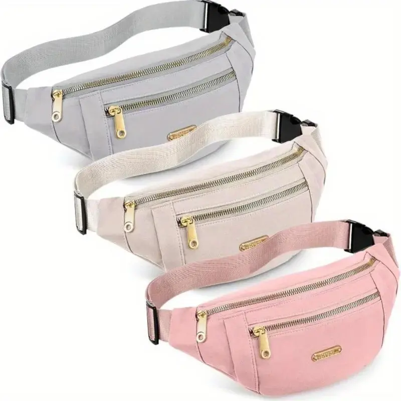3 Pack Waterproof Adjustable Waist Fanny Pack Unisex Outdoor Running Travel Sports Storage Pouch