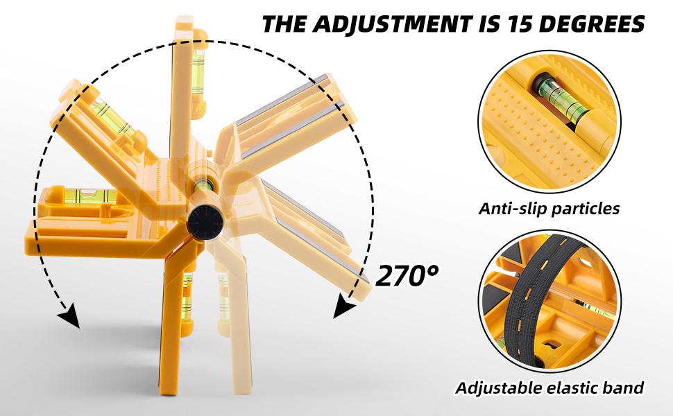 Magnetic Post Level, 270° Adjustable Folding Post Level with 3 Vials, Elastic Loop for Hands-free Work