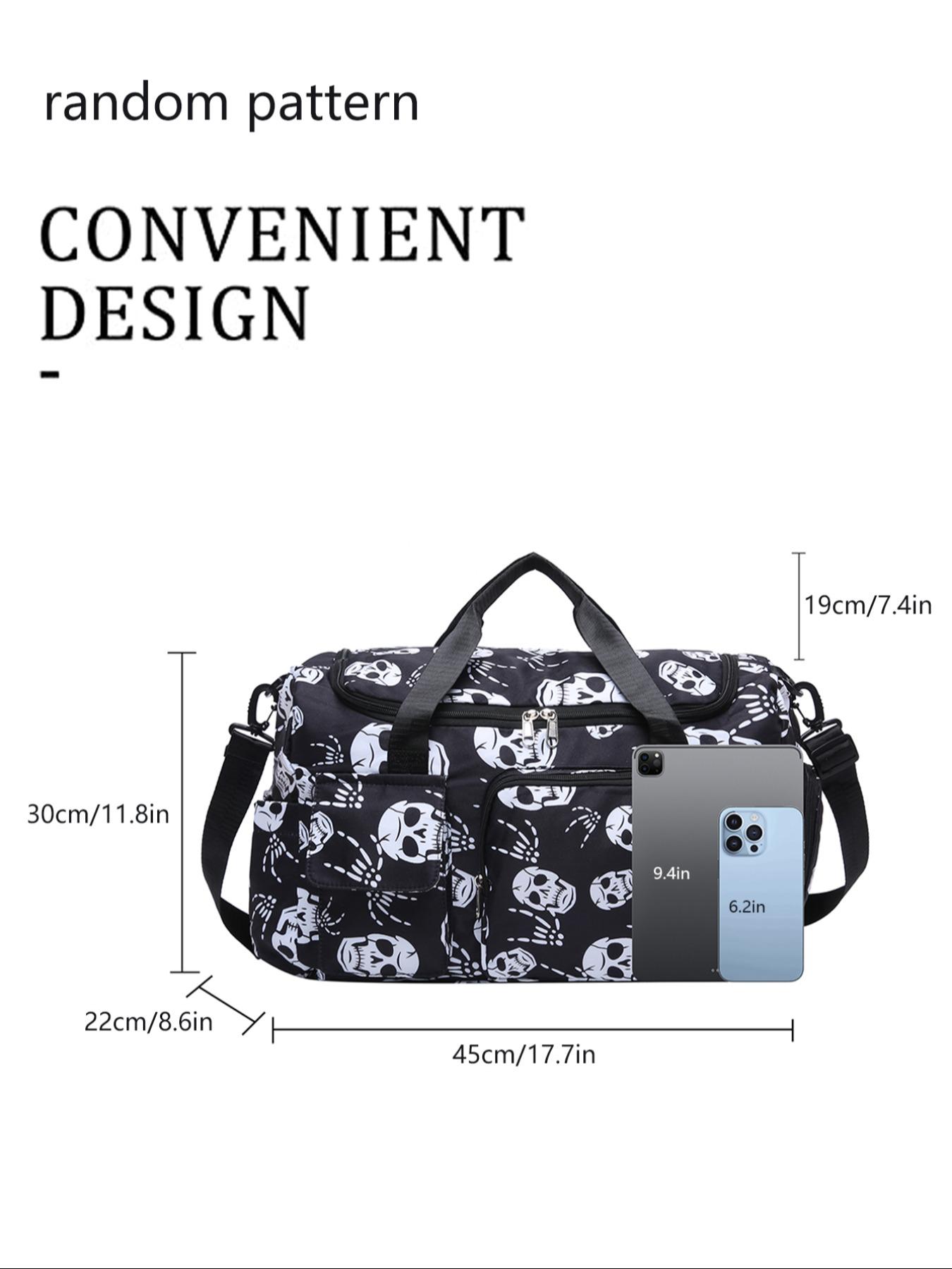 Unisex Bat Pattern Travel Bag, 2025 Halloween Large Capacity Duffel Bag with Wet Bag Shoe Compartment, Lightweight Carry-On Luggage Bag for Sports Fitness, Yoga, Travel Duffle Bag