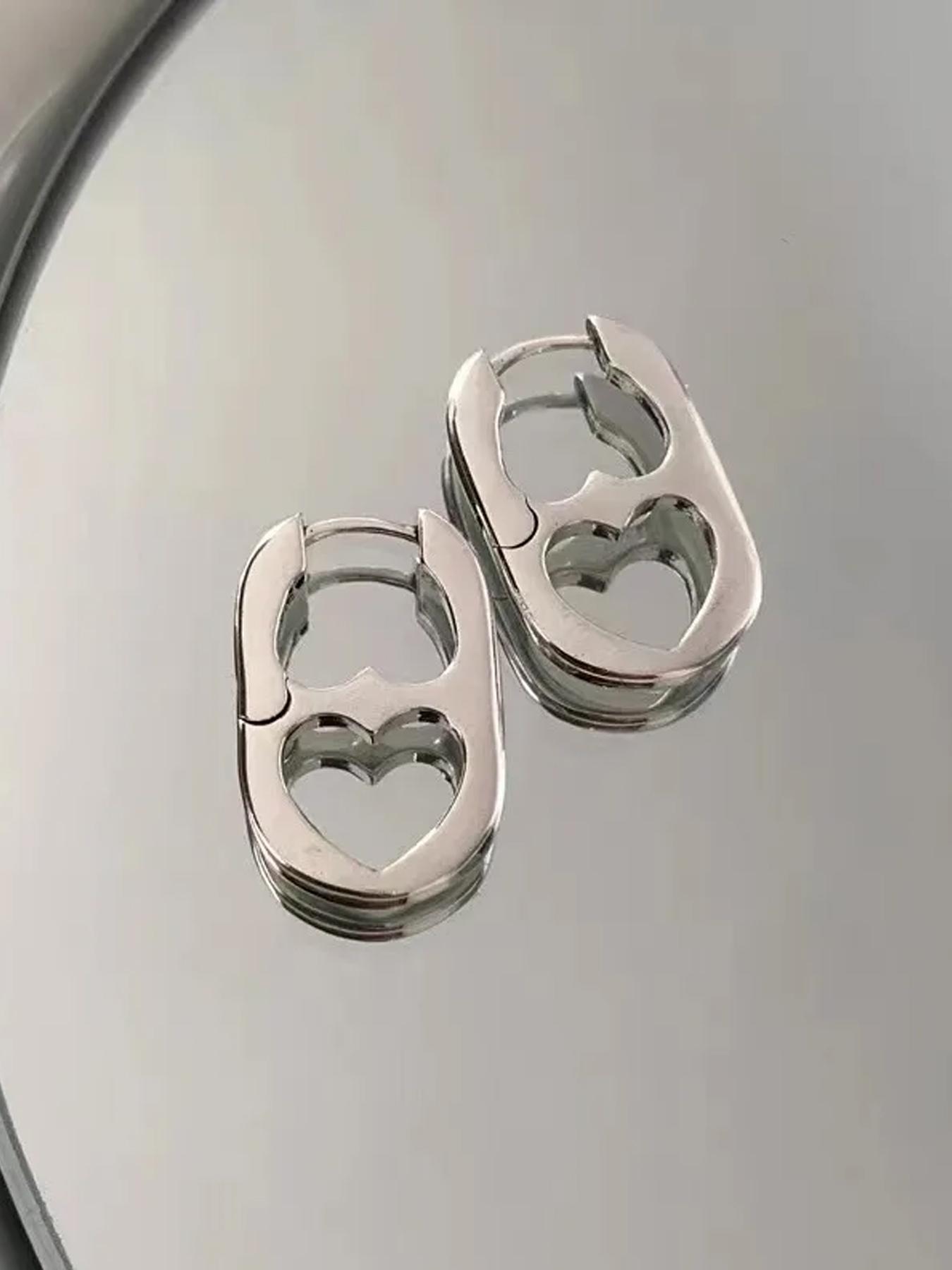 Simple Fashion Heart Shaped Hoop Earrings, Elegant Minimalist Earrings, Fashion Jewelry for Party, Daily Clothing Decor, Trendy All-match & Exquisite Jewelry for Birthday Gift, Heart Design Earrings