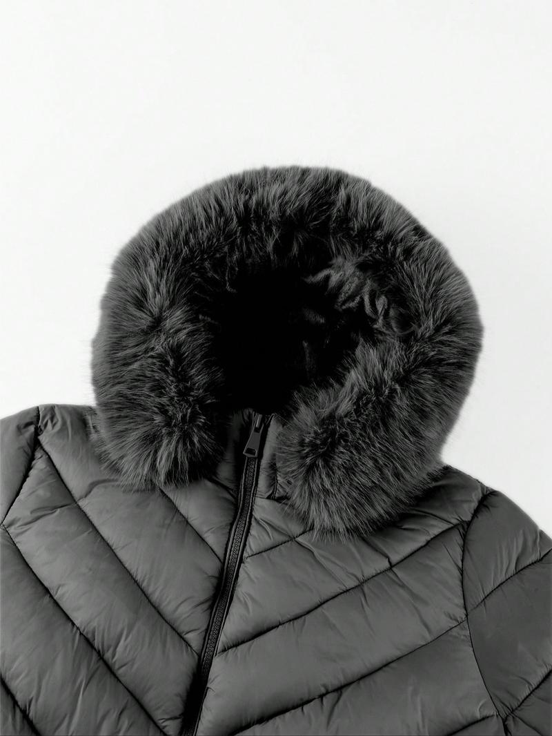 Women's Plus Size Winter Comfortable Cotton Jacket, Commuter Simple Fall & Winter Mid-Length Hooded Warm Coat, Long Sleeve Fitted Style