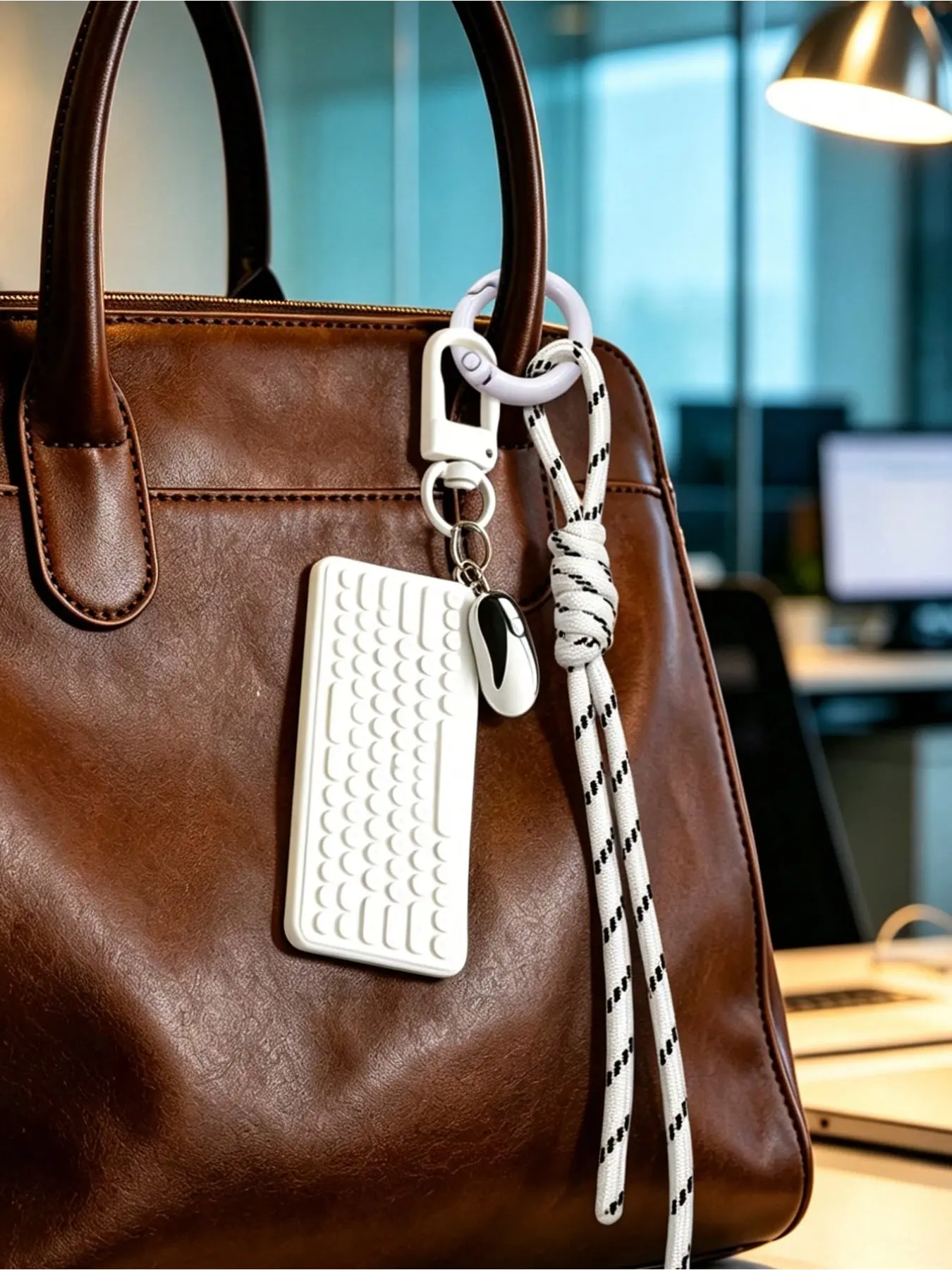 Computer keyboard-shaped keychain, keyboard pendant, keyboard keychain, bag charm, Y2K style keyring, comes with a matching color lanyard, creative key accessory