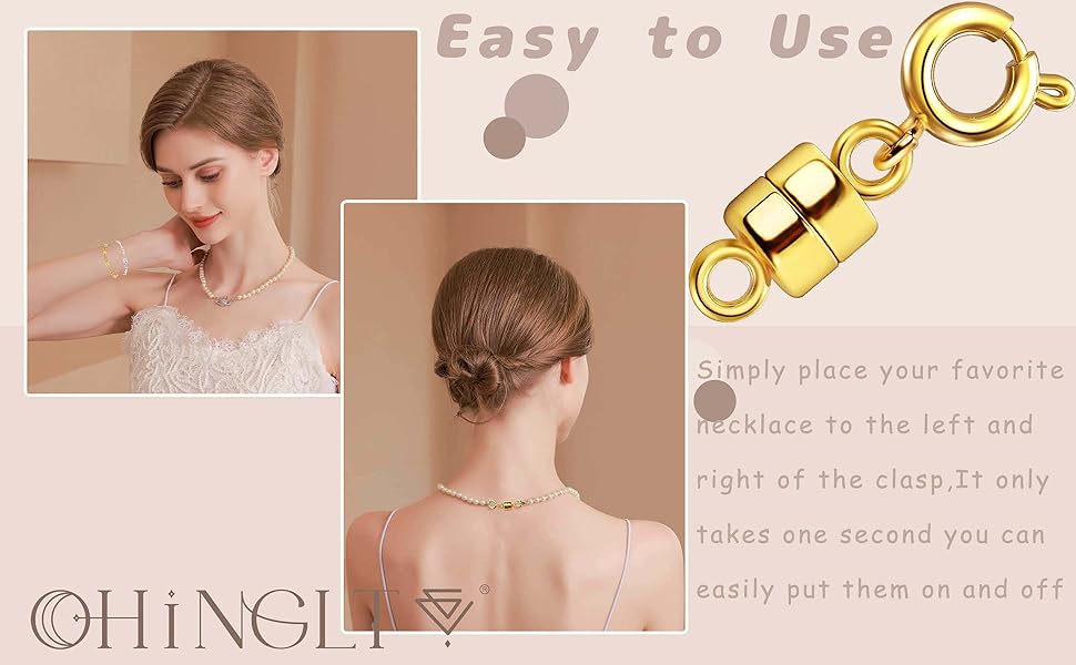 Strong Magnetic Necklace Clasps and Closures,Gold and Silver Plated Jewelry Clasps Converters for Bracelet Necklaces Chain