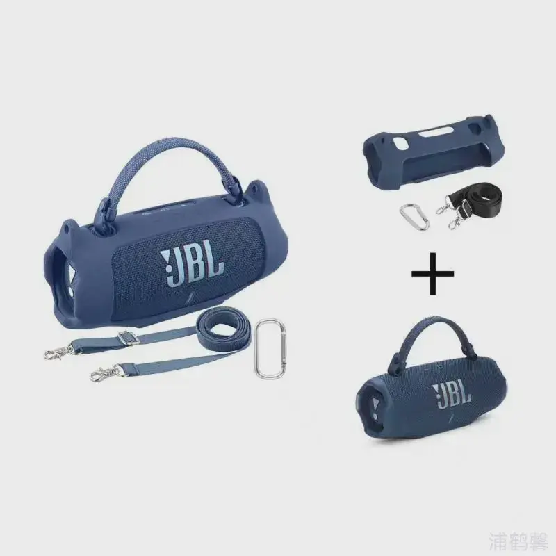 Silicone Protective Case Accessories for JBL Charge 6 Waterproof Portable Bluetooth Speaker - Soft Sleeve with Adjustable Shoulder Strap, Button Access, Clip, Wireless Compatibility, IP68 Waterproof-Dustproof for Camping (Case Only; Speaker