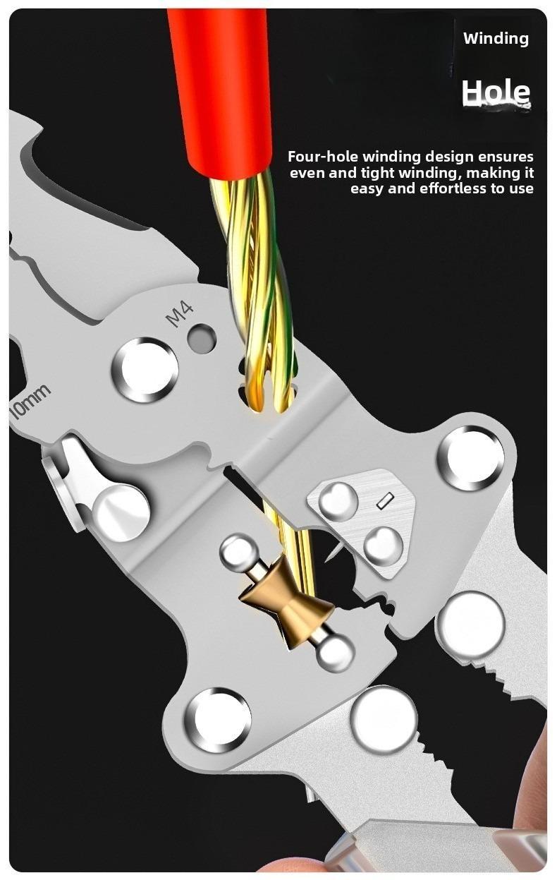 Multifunctional folding electrical pliers, electric stripping, crimping, wire splitting and winding integrated pliers
