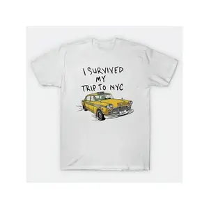 I Survived My Trip To NYC Graphic Tee, Unisex Cotton Blend Short Sleeve Streetwear Shirt, Funny Travel Slogan T-Shirt for Summer Vacation, Casual City Outfit, cotton graphic tees, graphic t shirt deals, summer fits, Comfort Fit