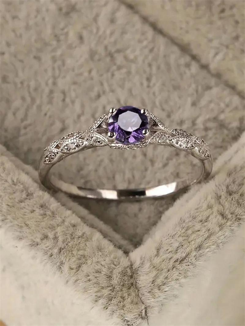 Elegant Style Artificial Zircon Decor Metal Ring, Cubic Zirconia Ring, Women's Fashion Jewelry Accessories, Minimalist Romantic Aesthetic Jewelry Gift