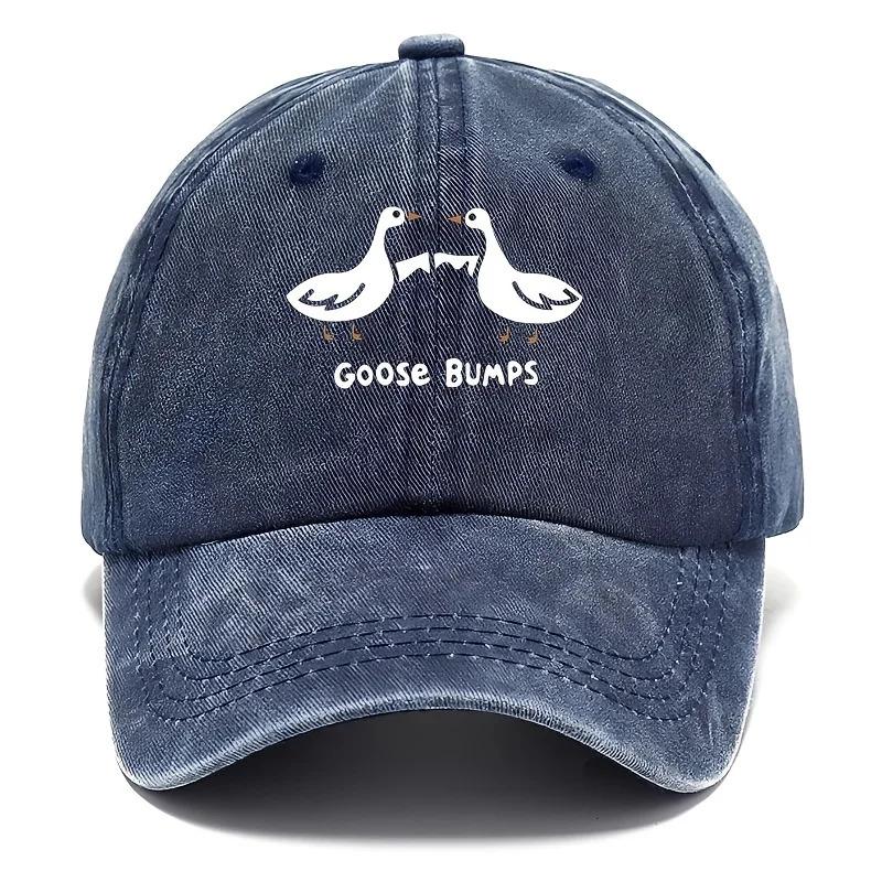 Retro goose print baseball cap with casual style dad hat suitable for men's worn-out duck patterned sports hat