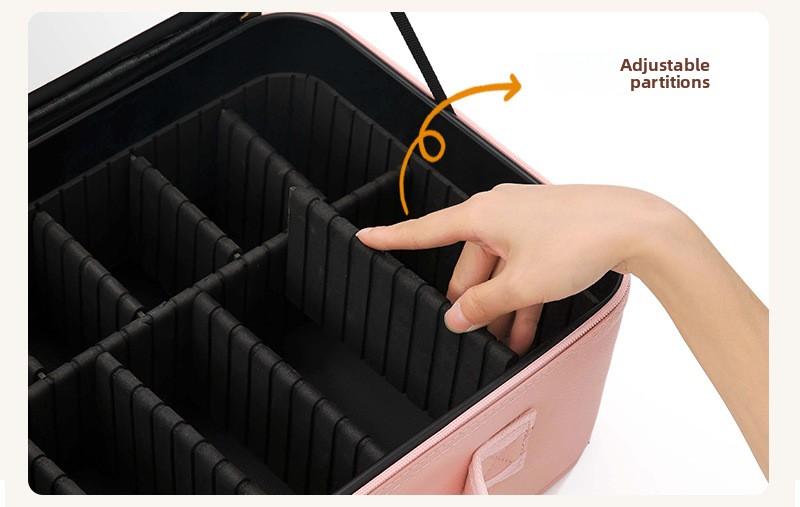 Internet Celebrity LED Makeup Case with Light and Mirror, Portable LED Makeup Bag with Large Capacity, Multifunctional Cosmetic Storage Organizer for Travel and Daily Use, Adjustable Light Makeup Box