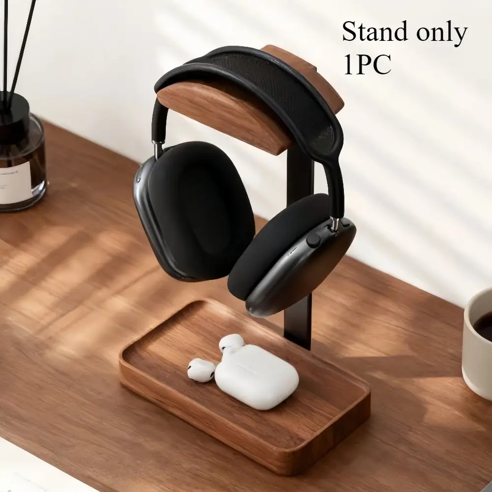 Walnut Headphone Stand – Desktop Organizer – Non-Slip Base – Stable & Sturdy – Compatible with Most Headphone Models – Charming Decor – Premium Desk Accessory – Office Organizer – Christmas Gift