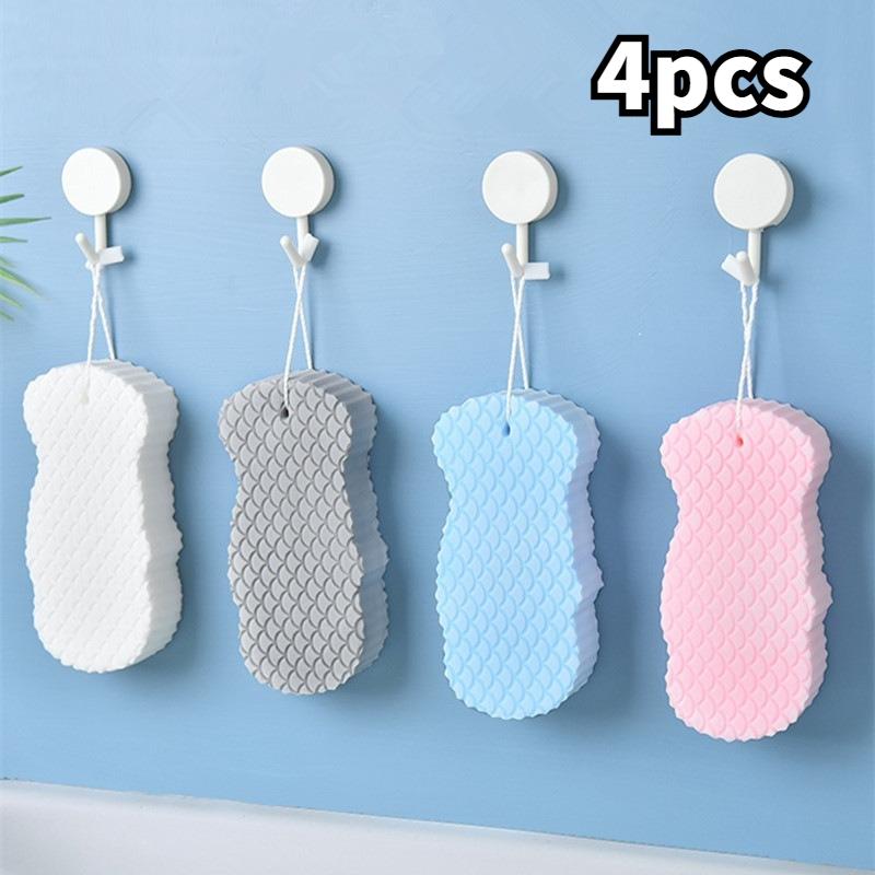 4PCS Super soft exfoliating shower sponge, reusable body exfoliating agent, gentle natural fiber shower sponge suitable for adults and children, providing a soothing exfoliating experience and a spa like enjoyment, Exfoliating Shower Scrubber