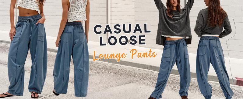 New2025Womens Baggy Barrel Pants Wide Leg Lounge Drawstring Sweatpants with Pockets(Gift)11