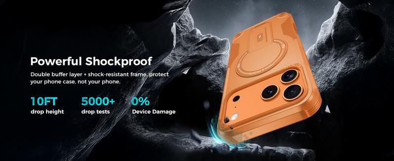 for iPhone 17 Pro Case with Privacy Tempered Glass Screen Protector & Camera Lens Protector, Compatible with MagSafe, Invisible Kickstand, Shockproof Phone Cover, Orange