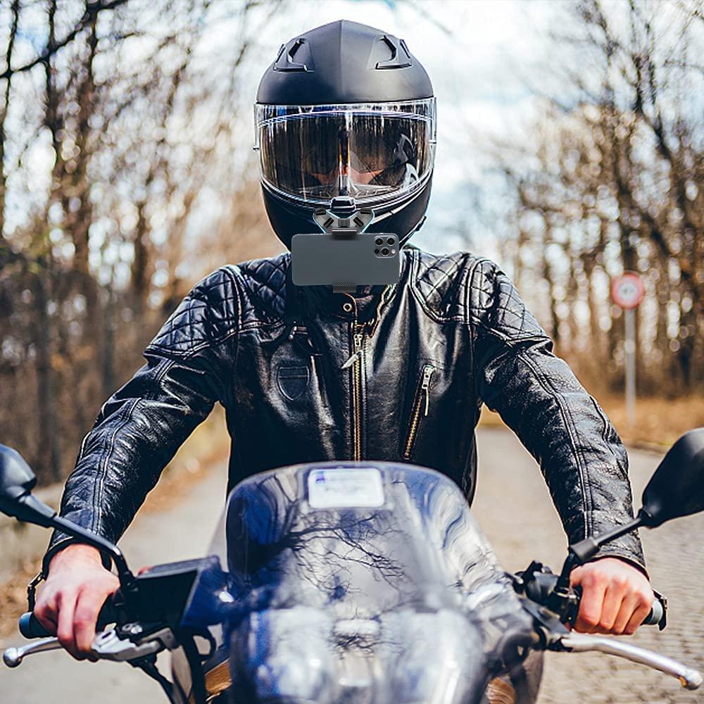 Motorcycle Helmet Chin Strap Mount Holder With Phone Clip For GoPro Hero 11 10 9 Action Camera Full Face Mobile Phone Holder