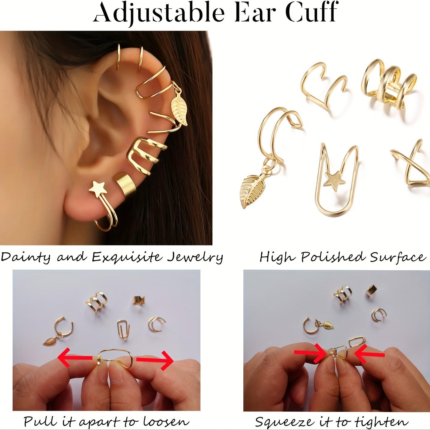 22pcs Glamour Ear Cuffs Earring Set - Adjustable Non-Piercing Clip- Cartilage Wrap Earrings Suitable for Girls &, Comfort-Fit Jewelry Collection with Multi-Color Options (No Piercing Required, for All Ages), for Teenager