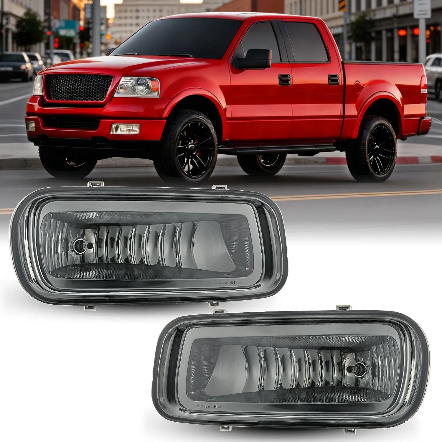 Nilight Durable Glass Fog Lights Pair Set for 2004-2006 Ford F-150, OEM Grade Bolt-On Fit, Left Driver & Right Passenger Side, Smoke Lens, Weather Safe, High Penetration, Dust-Proof, w/H10 12V 42W Plug-and-Play Bulb Sockets