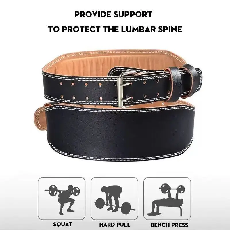 Genuine Cowhide Leather Quick Lock Weightlifting Belt - Fitness Workout Accessories, Lower Back Support for Gym Cross-Trainers, Reduces Injury Risk, Improves Lifting Performance, Heavy-Duty Weight Training Gear, Workout Waistband, Comfortable Fit, Protect