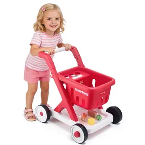 VEVOR Scan & Sort Kids Shopping Cart, for Kids 2+, Toy Shopping Cart with Pretend Food, Lights & Sound, Pretend Play Grocery Store Toy Trolley, Adjustable Height Baby Push Walker, for Toddlers Ages 2