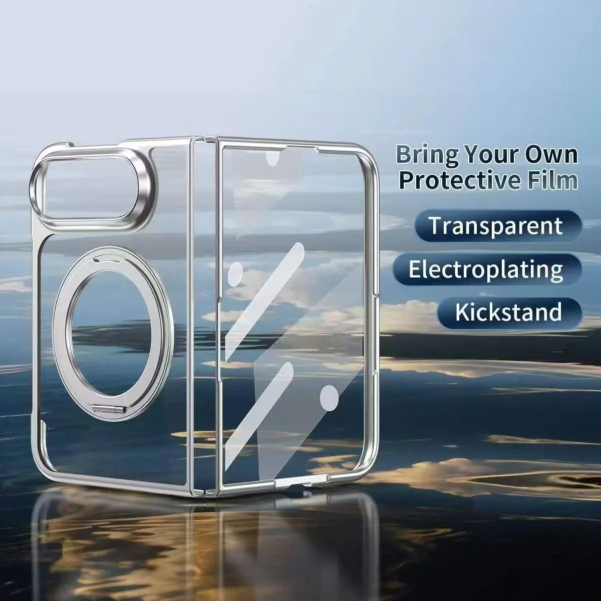 High transparency 360 ° rotating bracket magnetic charging Rongjian iPhone Duo folding phone case, all inclusive anti drop, anti yellowing, non fingerprint, ultra-thin magnetic shell film integrated iPhone folding protective case