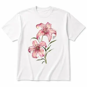 Gildan Men's and Women's T-shirt, Vintage Style Pink Lily Floral Graphic Tee, Unisex T-shirt, Gift T-shirt, Y2k Unisex Graphic Tees Gothic Grunge Emo Scene Amity Affliction Style Clothes Menswear Womenswear Streetwear,Regular,Album