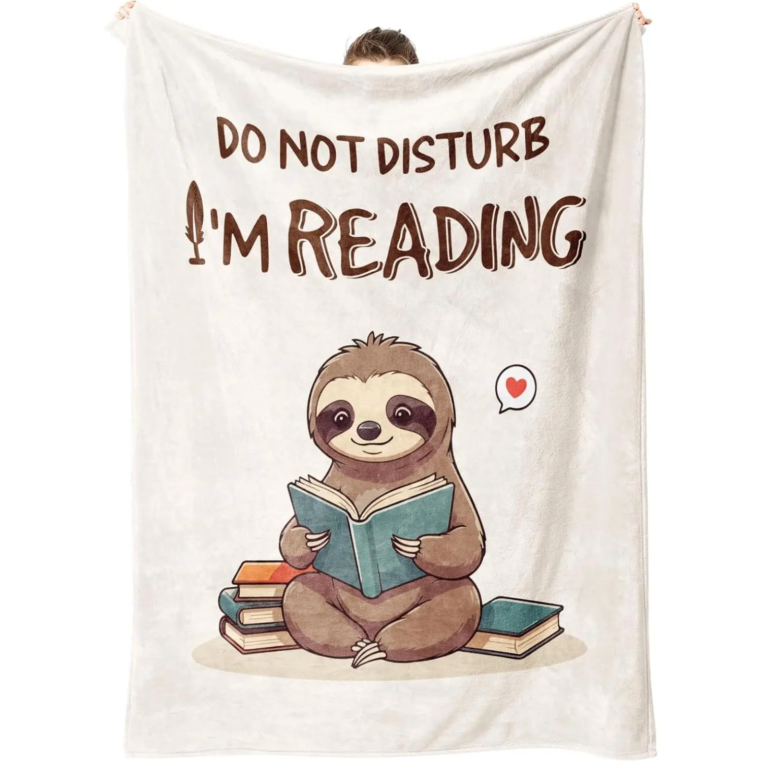 Funny Sloth Reading Throw Blanket - "Do Not Disturb I'm Reading" Soft Fleece Blanket - Cute Gift for Book Lovers, Bibliophiles, Librarians - Cozy BookTok Room Decor for Women