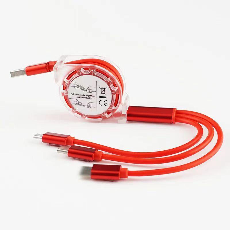 3 in 1 Retractable USB Cable, 1 Count Multipurpose 1M Data Cable, Charging Cable for Android Phone Type C Portable / Micro USB, Phone Accessories