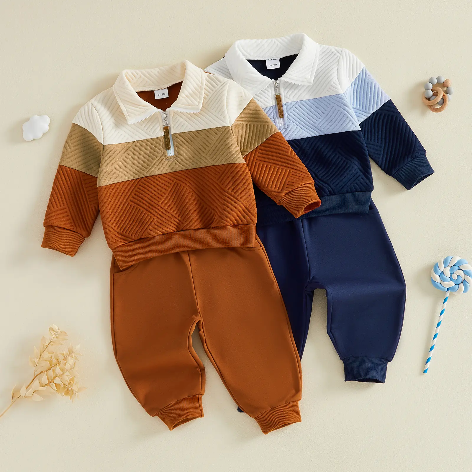 Toddler Baby Little Boy Outfits Contrast Sweatshirt and Joggers Pants Tracksuit 2 Piece Set all Winter 6M-4T