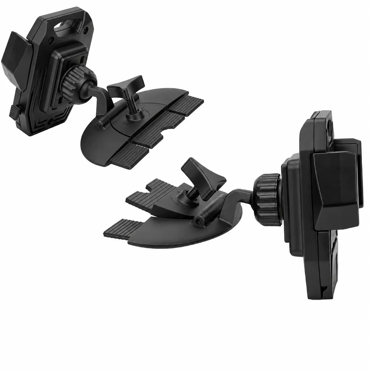 2-in-1 Car Mount & Phone Holder, CD Slot Bracket with 17mm Ball Joint, Secure 4-Button Lock, Compatible with CarPlay Screens, GPS, iPhone & Android