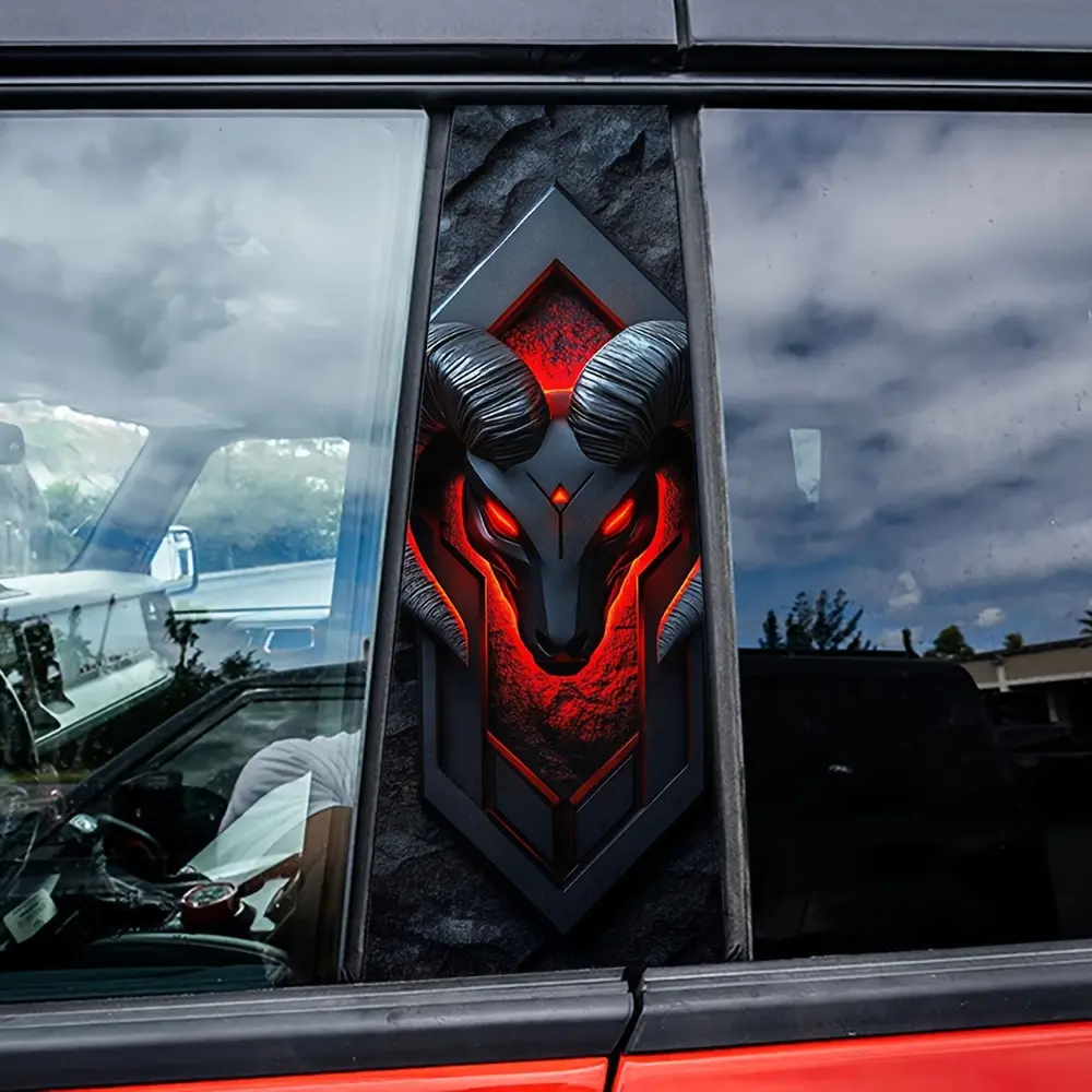2pcs 2D Dark RAM Car Stickers, B-Pillar Protective Decals, Car Styling Decals, Easy to Apply and Remove, Glossy Finish, Self-Adhesive Vinyl Automotive Exterior Wrap, Car Decals