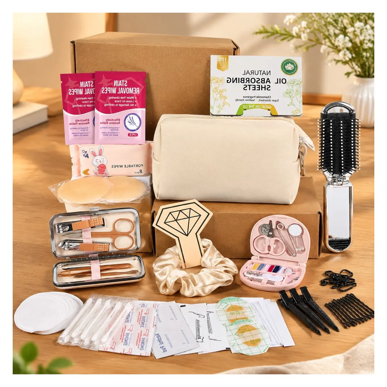 Bridal Emergency Kit for Wedding Day, Wedding Essentials Survival Set for Team Bride, Must-Have 30+ Essentials Travel Kit with Makeup BagGift