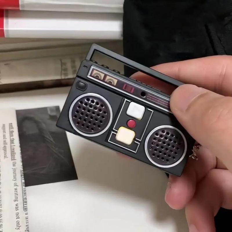 2 Pcs Nostalgic Mini Radio Recorder Keychain Set, Vintage-Inspired Funny Bag Ornaments with Retro Design, Stretchy Scrunchie Lanyard  Retractable Heart Clip for Daily Use  Gift Ideas Teacher Appreciation Makeup Pouch and Bracelets TikTokShopBlackFriday