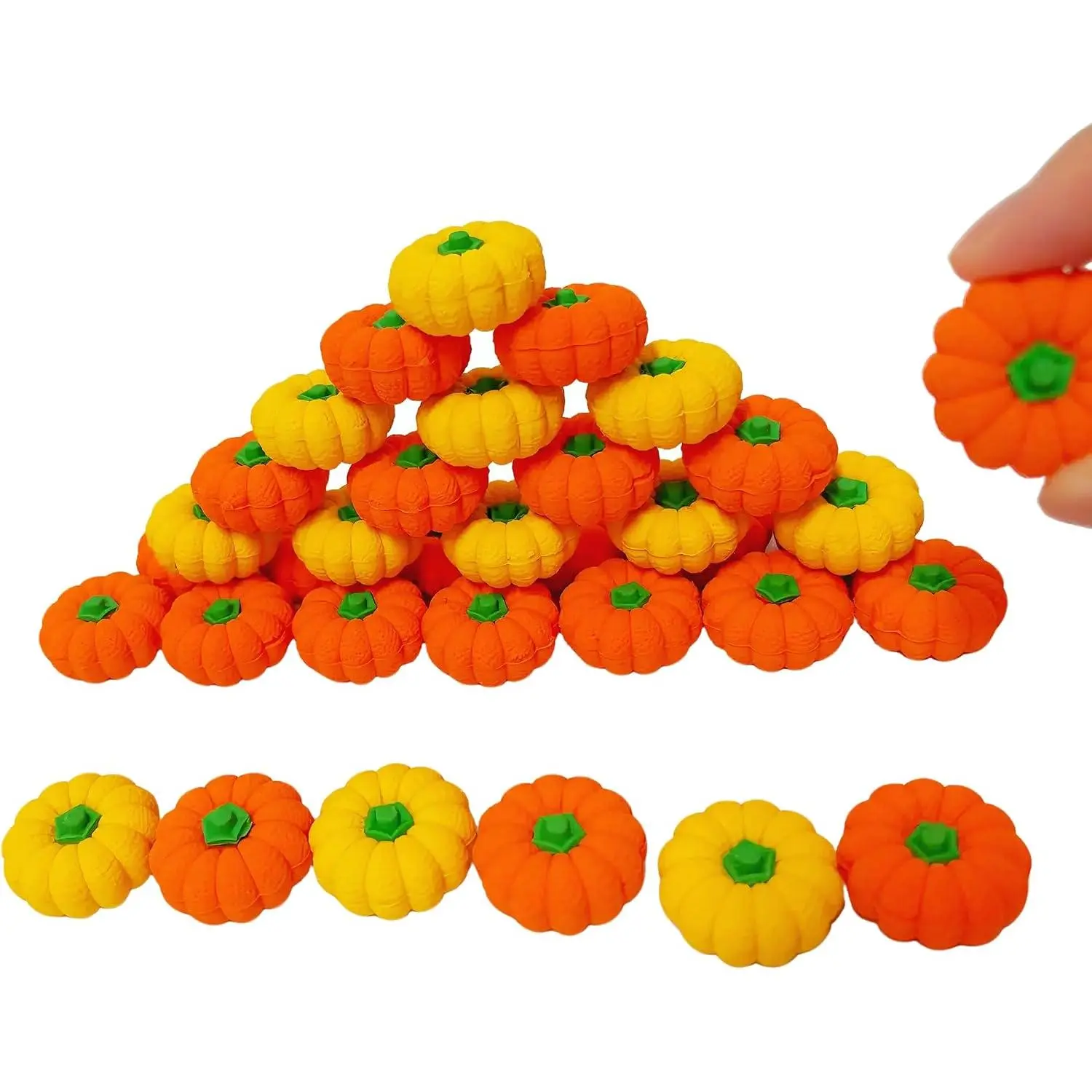 42 count Mini Fun Erasers for  Bulk,Cute  Novelty Pencil Erasers Desk Pets for  Party Favors School Student Prizes  (40pumpkin)