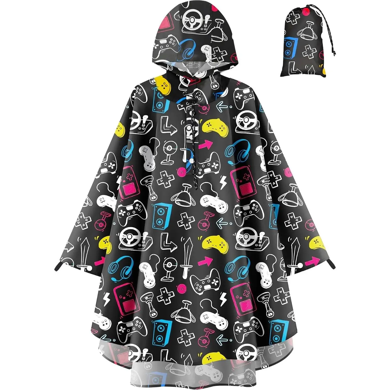 Kids Rain Poncho with Hooded Reusable Waterproof Lightweight Poncho Boy Girl Raincoat Outwear