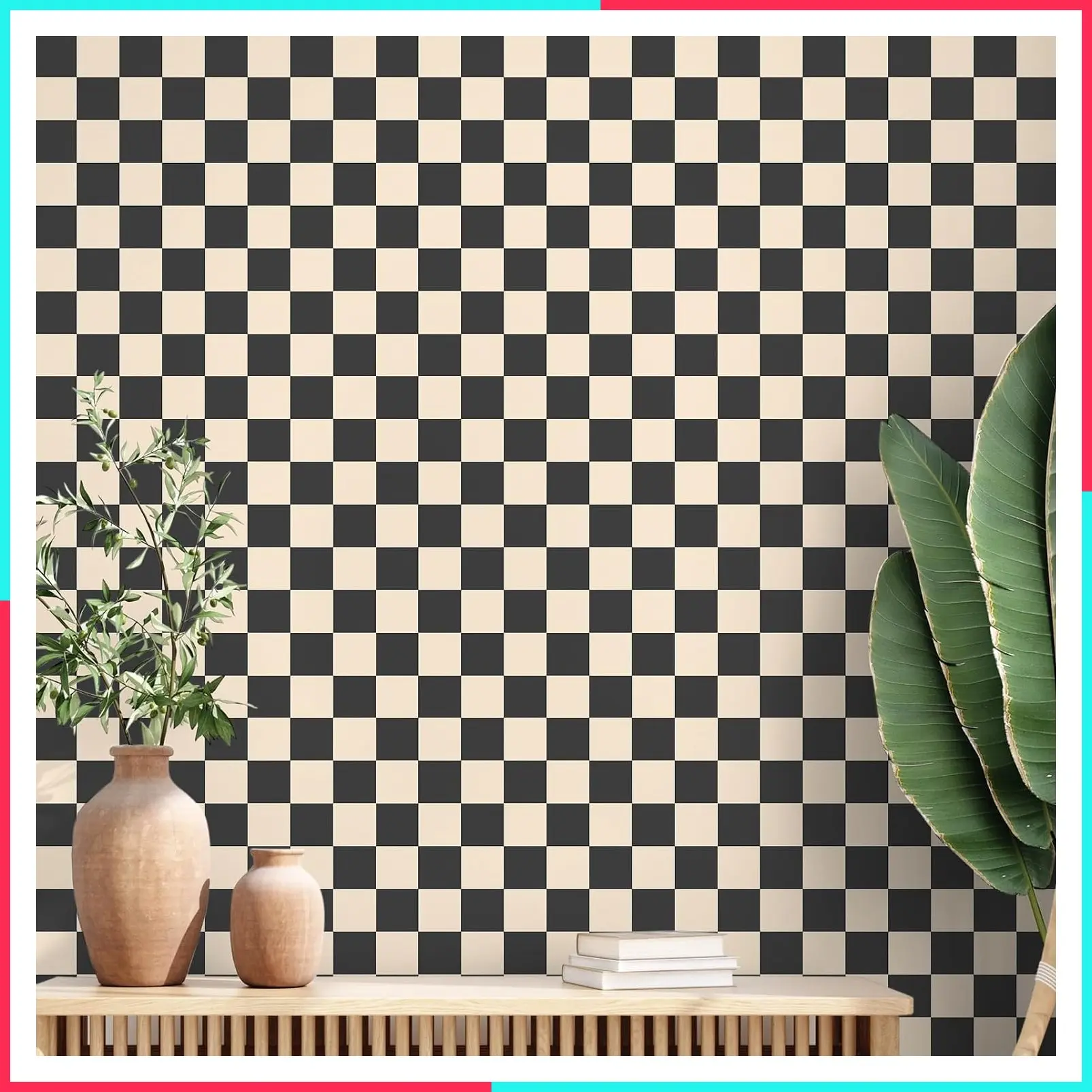 Black Brown Checkered Peel and Stick Wallpaper 15.75'' X 118"