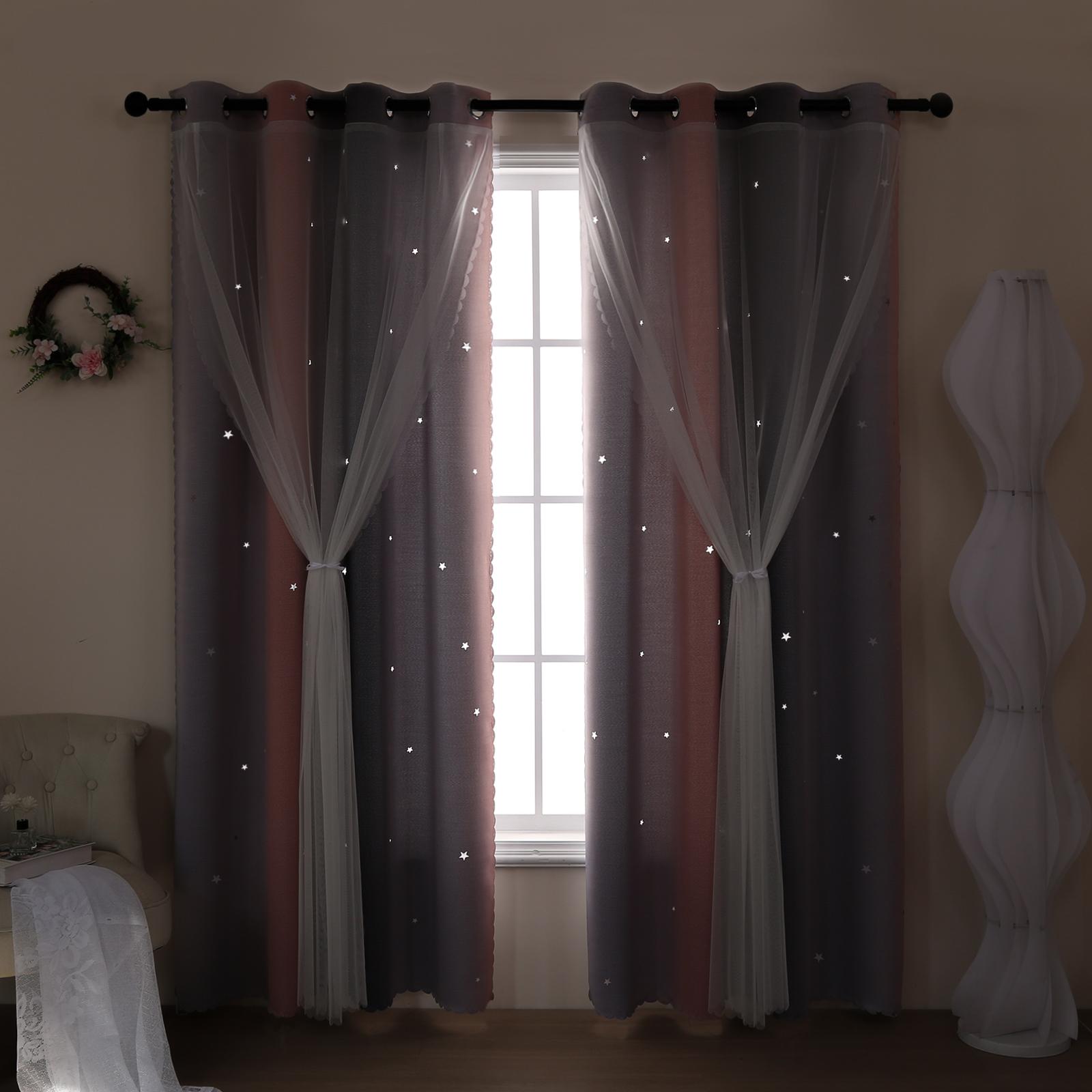 Star Pattern Hollow Out Curtain, 1 Piece Modern Window Curtain for Home Bedroom Decor, Grommet Curtains