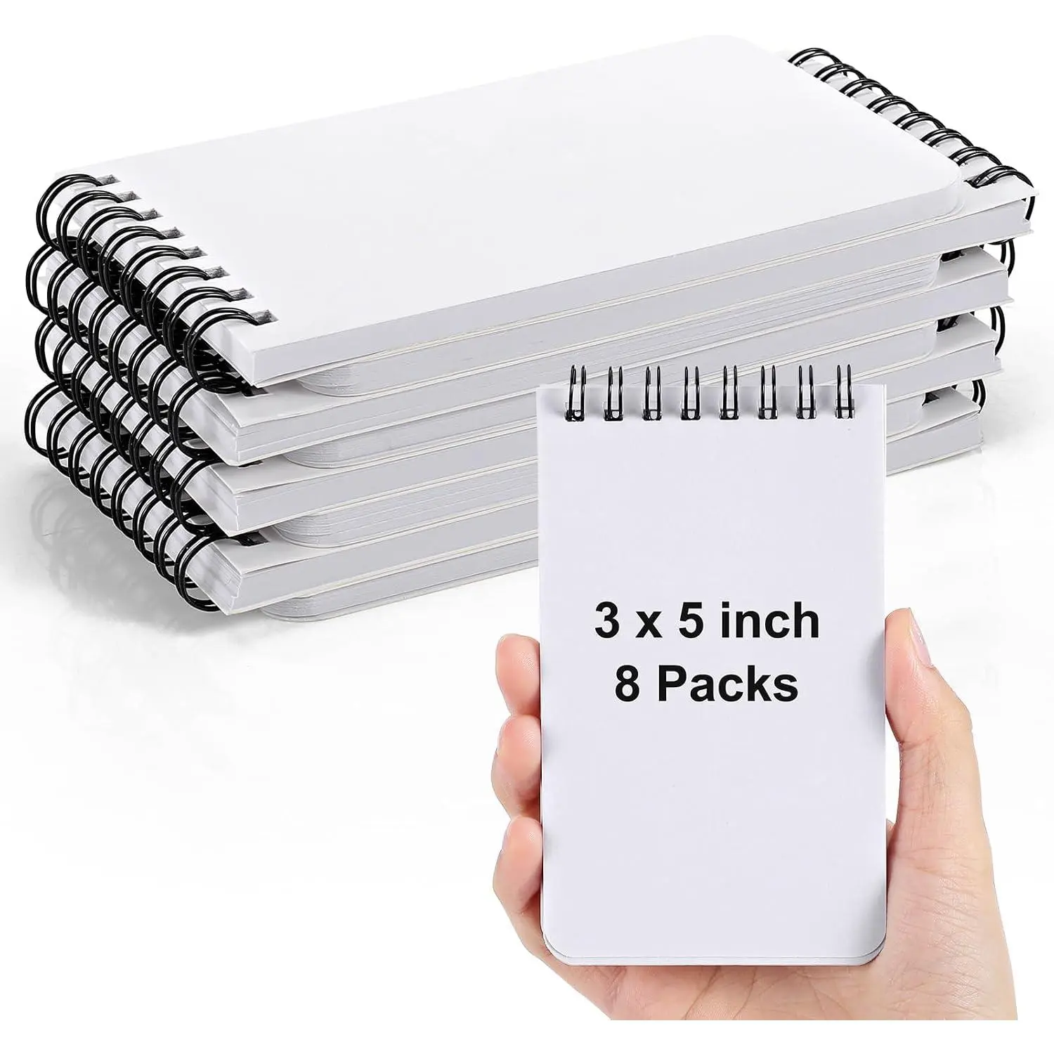 [8 Packs] 3x5 Blank Pocket Notebook - 50 Sheets Small Sprial Notebooks for Grocery/Shopping Lists, Mini Sketch Book Drawing Notepads for Doodle, Work, School, Office, Nurse, Travel