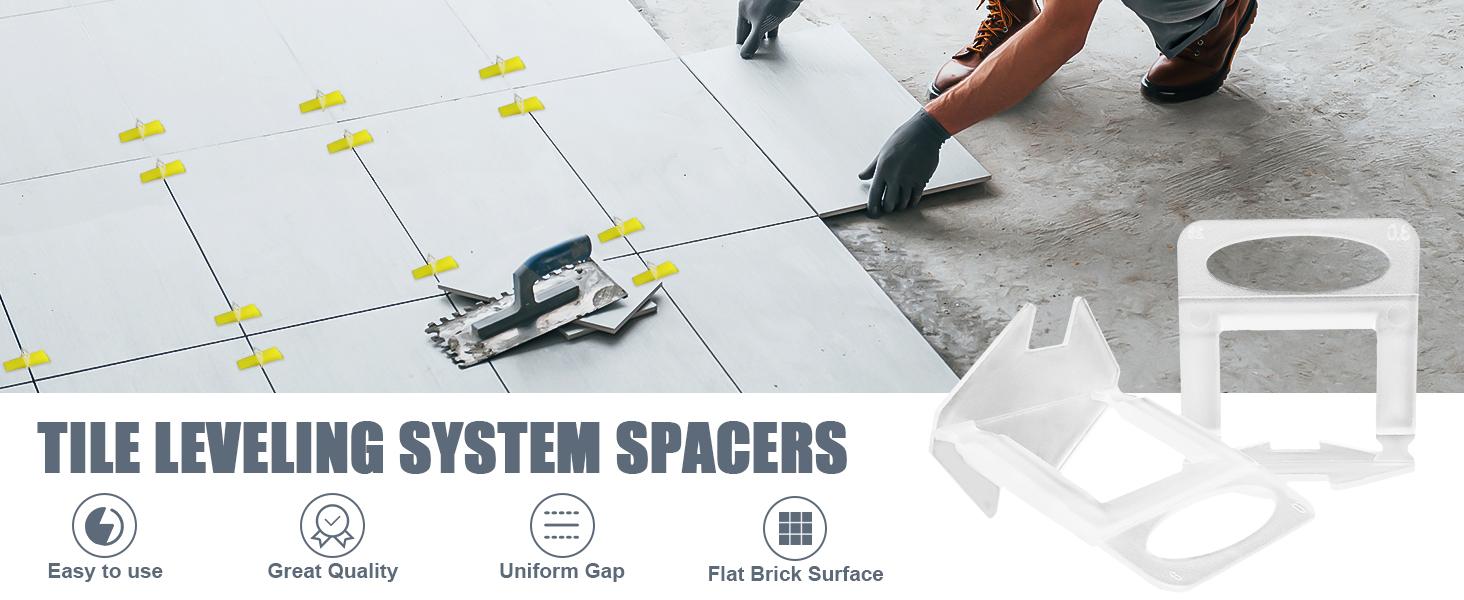 BASIC SUPPLY Tile Leveling Clips Tiles Leveler Spacers - 2000 Spacers Tile Leveling System 1/8 Inch Clips Lippage Free Tile and Stone Installation for PRO and DIY