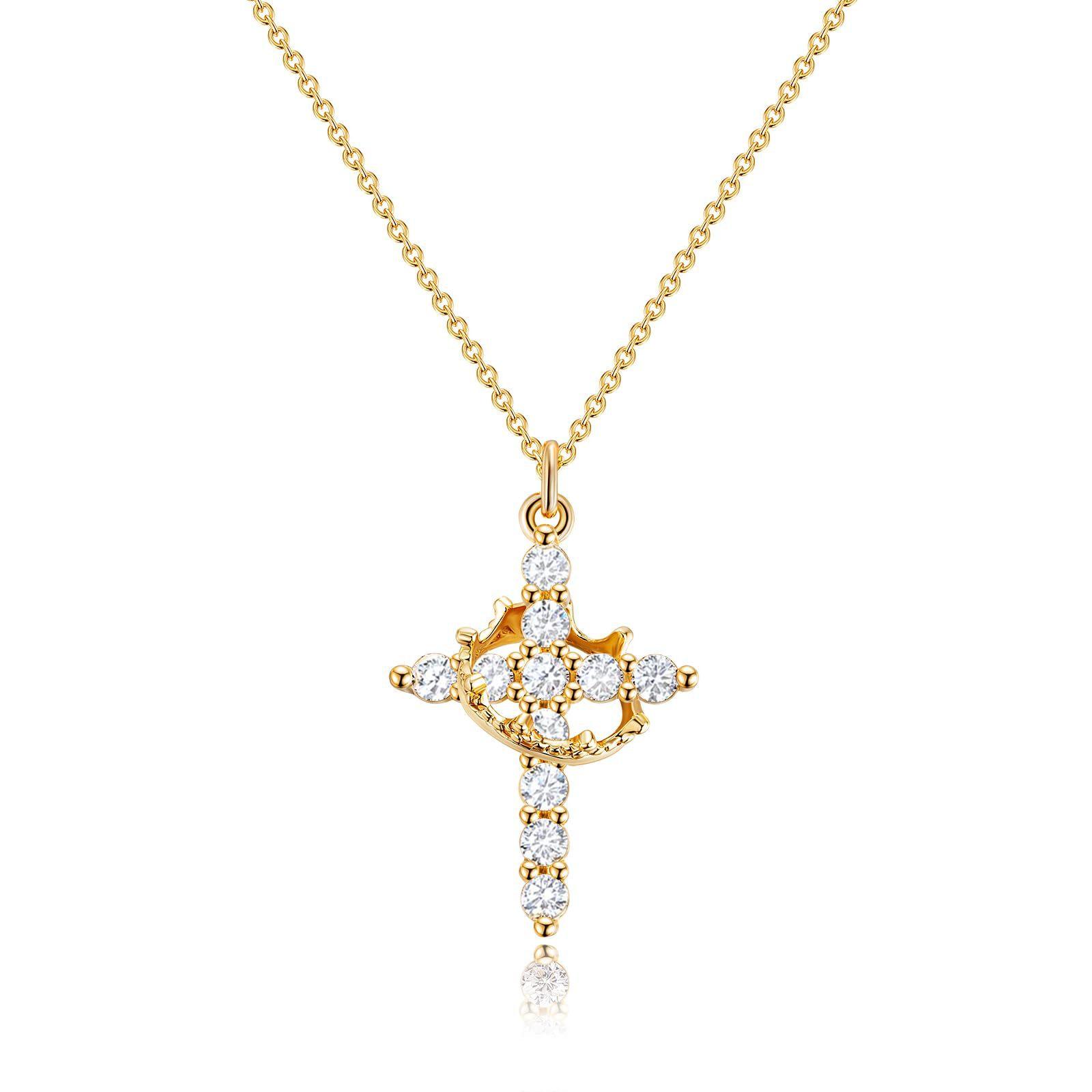 Unique new high-end pendant with a rotatable cross, crown, and circular necklace, a gift for girlfriends, women, and couples