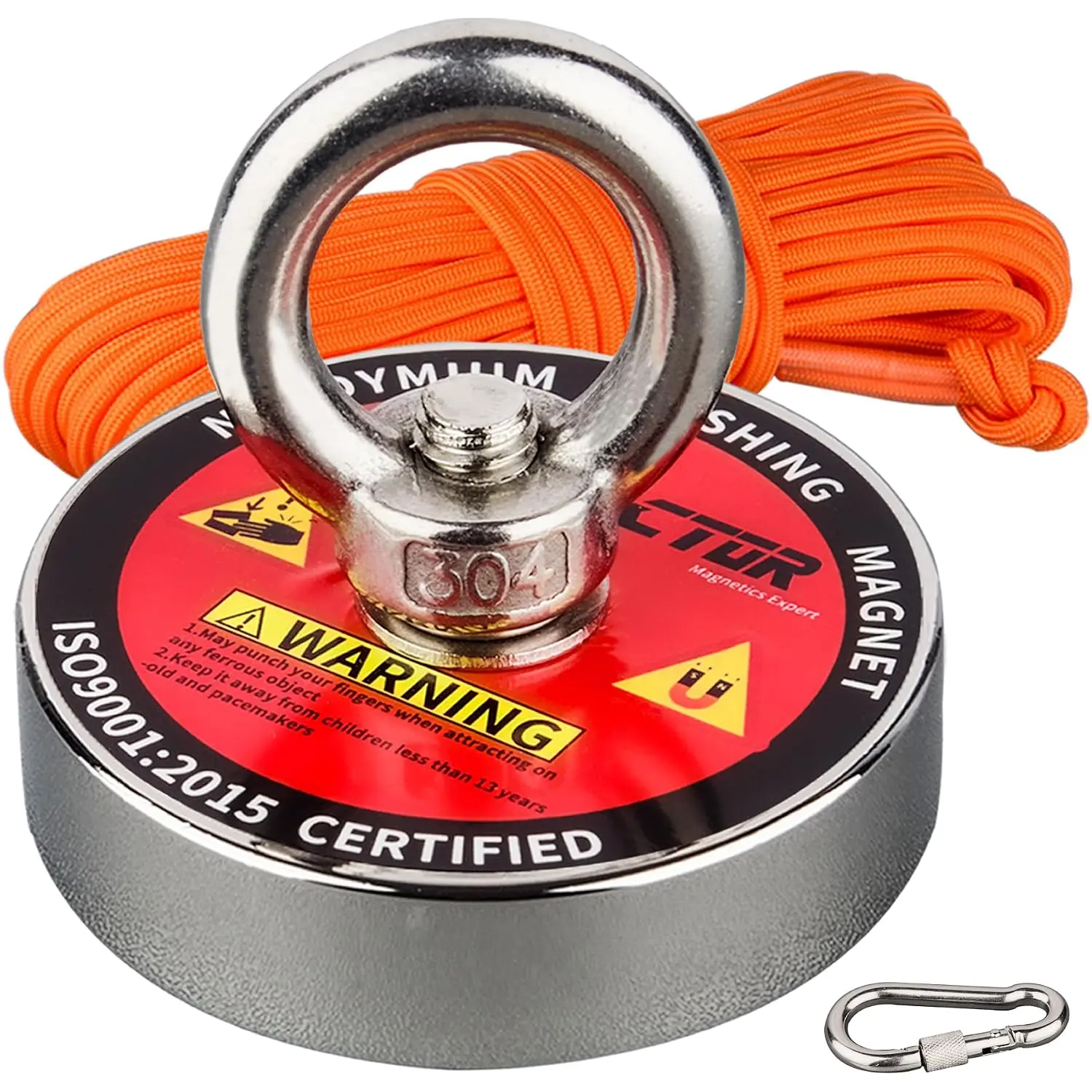 Fishing,Φ1.89" Neodymium Rare Earth Duty,350lbs Pulling Force Round Magnets with Eyebolt for Salvage,Recovery and Retrieval