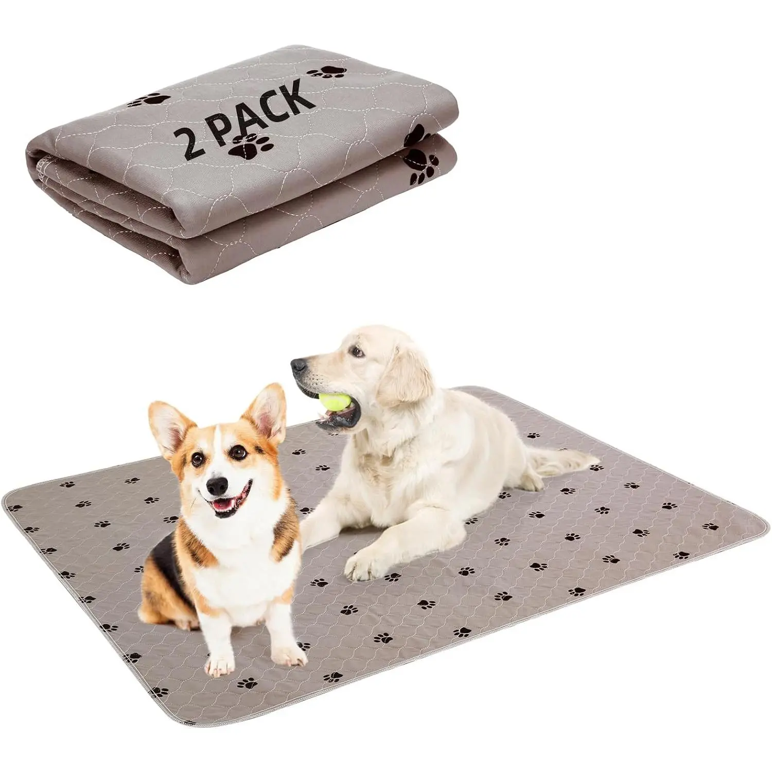 Washable Pee Pads for Dogs   Pads 2 Pack Brown 36x41 in |  Puppy Potty  Pad Whelping Mat  Feeding Mat Leakproof  Absorption Non-Slip for Small