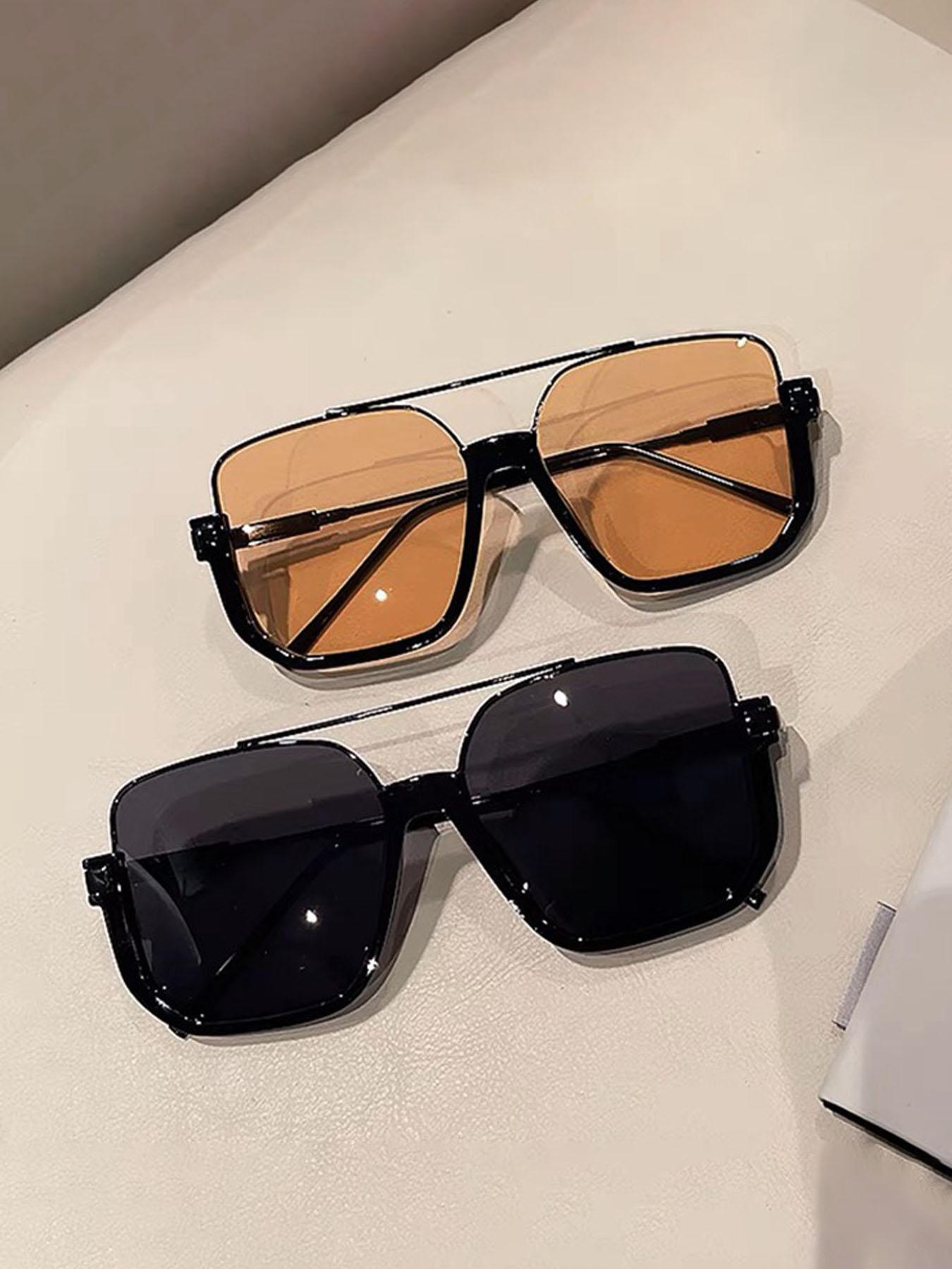 Unisex Simple Style Plain Color Sunglasses, Trendy Casual Sunglasses for Everyday Use, Fashion Accessories for Outdoor Activities, Trendy Styling Sunglasses