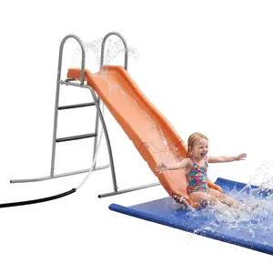 VEVOR Water Slide, 5.5ft Outdoor Waterslide for Kids, Free Standing Pool Wave Slide with 6.5ft Ground Tarp, Built in Adjustable Sprinkler, Metal Plastic Playground Equipment, Platform for Backyard Fu
