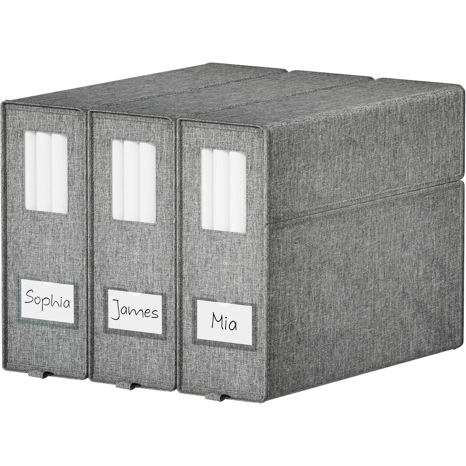 Bed Sheet Organizers and Storage 3 Pack, Foldable Linen Closet Organizer Box with Clear Window, Labels & Reinforced Handles, Stackable Space Saving Bedding Storage for   Sheet Set