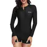 Daci Women Long Sleeve Rash Guard One Piece Boyleg Swimsuit Zipper Surfing Bathing Suit UPF 50+