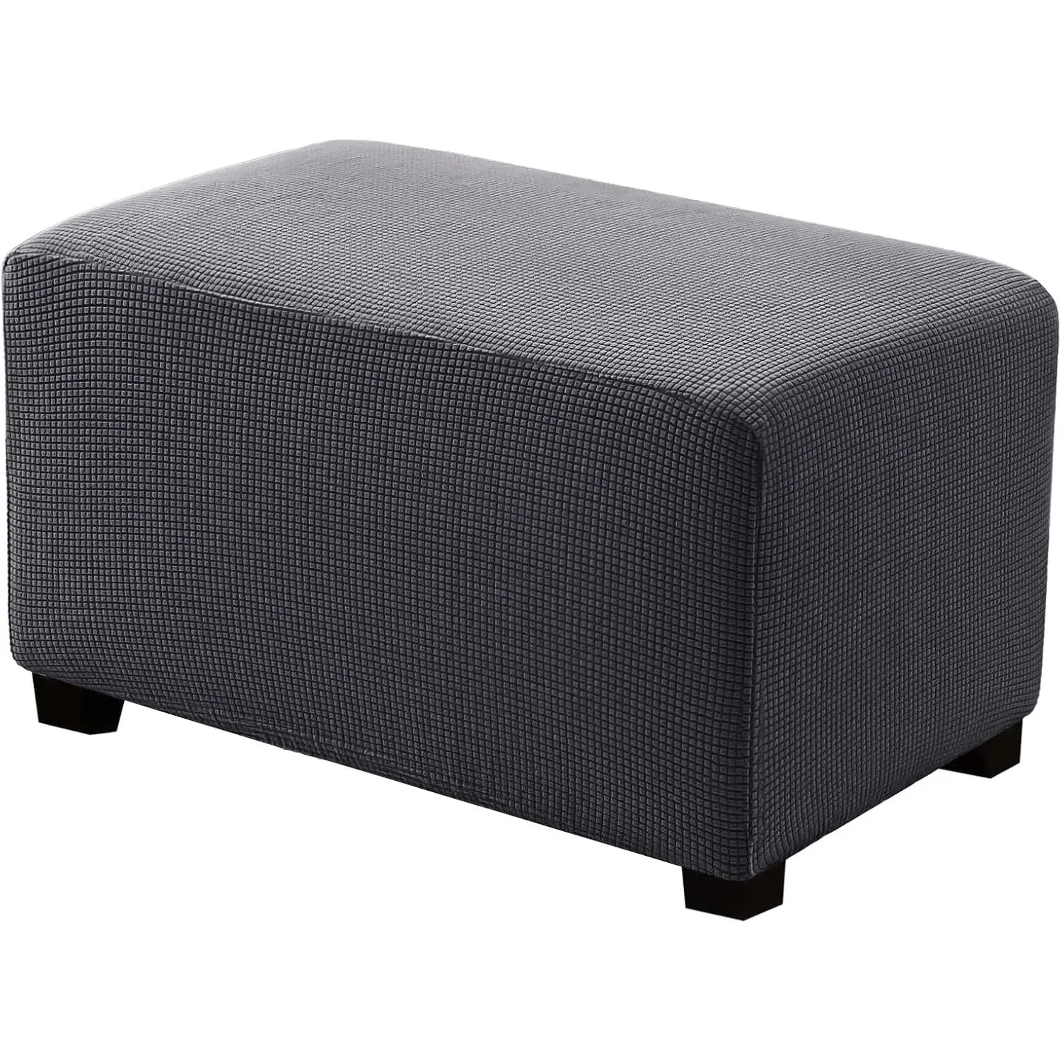 Ottoman Covers Ottoman Slipcovers Folding Storage Stool Washable Furniture Protector,Elastic Foot Stool Foot Rest Protector for Living Room Bedroom,Large,Dark Gray