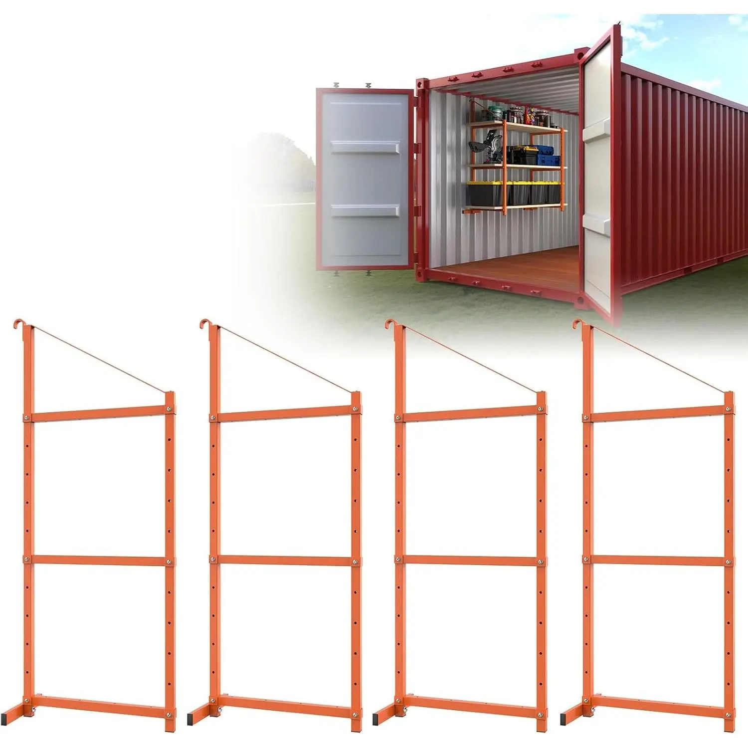Shipping Container Shelving Bracket Adjustable (4 Pack, Orange)