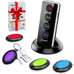 Key Finder, 80dB+ RF Item Locator Tags with 131ft Working Range, Wireless Remote Tracker for Wallet Phone Glasses Pet, 1 RF Transmitter & 4 Receivers