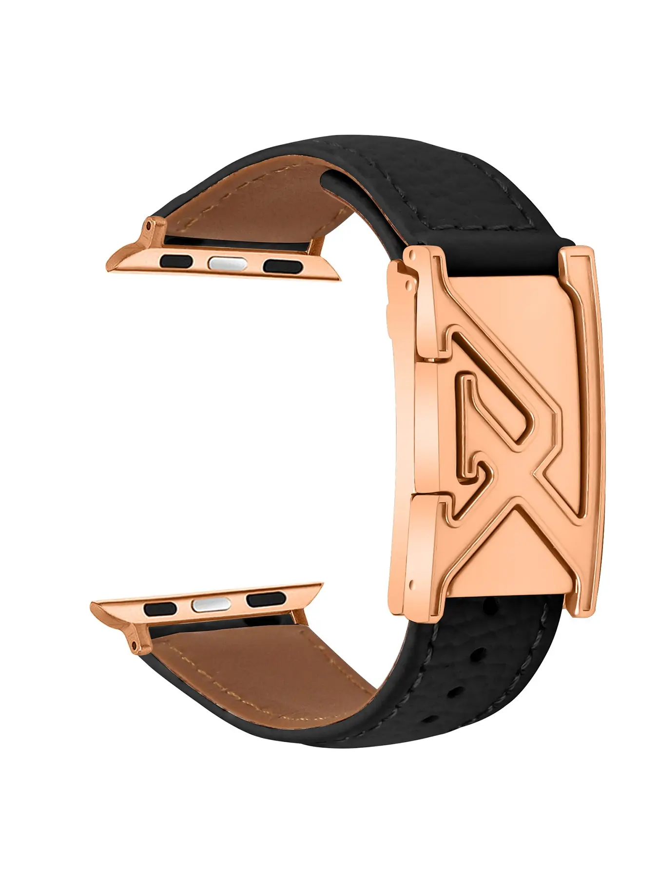 Fashionable Leather Watch Strap, Litchi-Pattern Texture, Smooth Silver Color Letter-Engraved Clasp, All Seasons Accessory, Adjustable Watch Strap