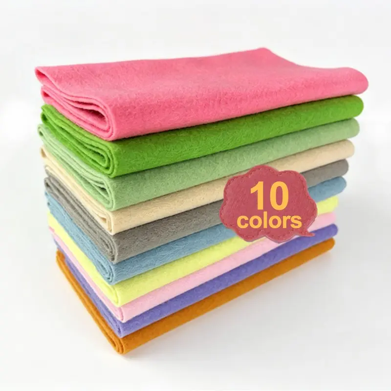 10 Sheets Felt Fabric, Soft 1.4mm Thick, 90x20cm, Ideal for DIY Crafts, Sewing, Holiday Decor, Weddings, Christmas, Halloween